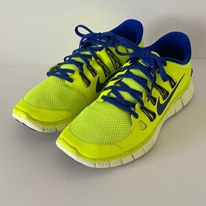 Nike Free 5.0 Men’s Neon Yellow and Royal Blue Sneakers